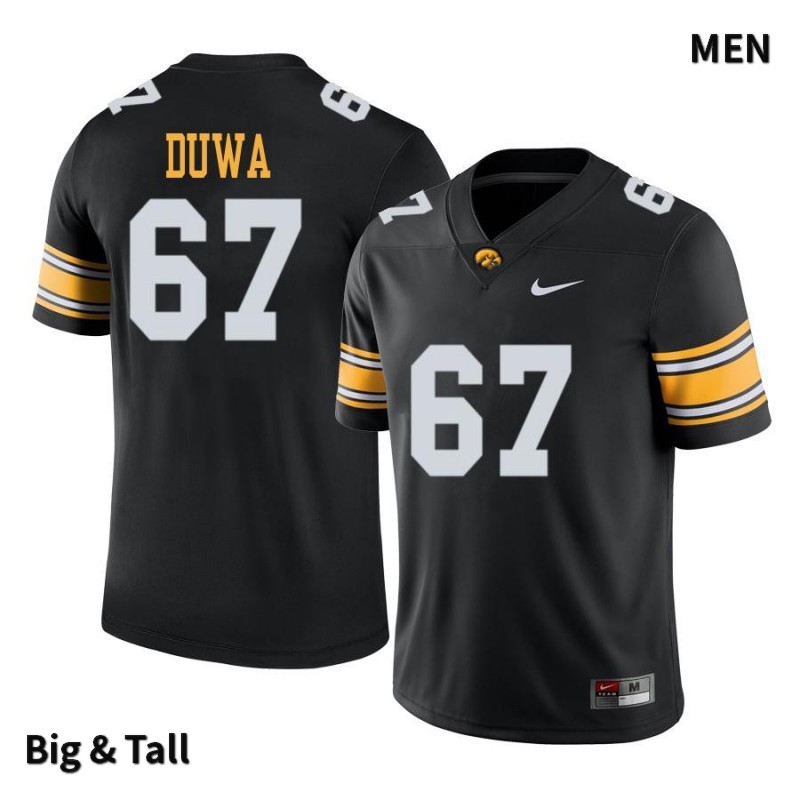 Men's Iowa Hawkeyes NCAA #67 Levi Duwa Black Authentic Nike Big & Tall Alumni Stitched College Football Jersey IA34B55CJ
